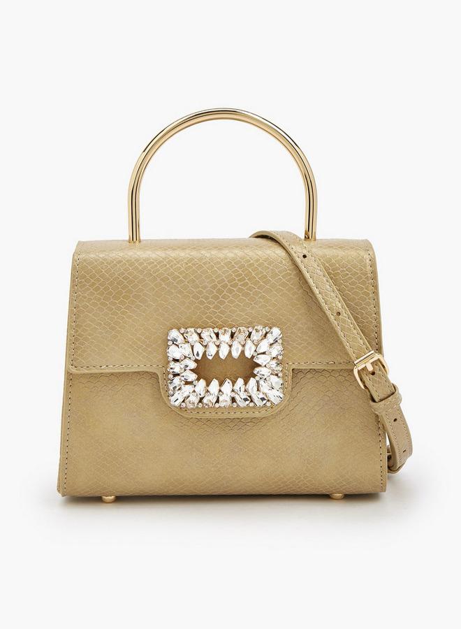 Flora Bella By Shoexpress Metallic Handbag With Crystal Buckle Ramadan Collection - Image 1